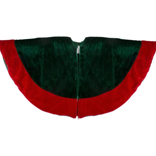 Mini Tree Skirts*Northlight 26" Traditional Green And Red Velveteen Christmas Tree Skirt