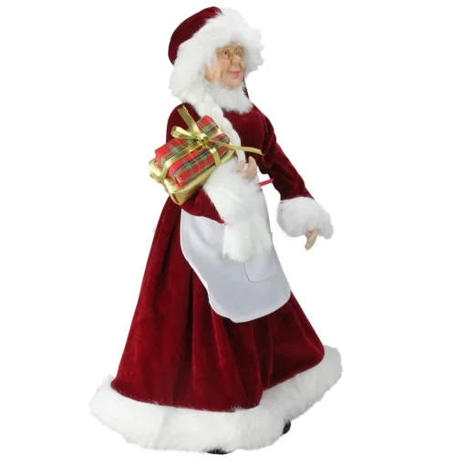 Santa Figures*Northlight 24" Traditional Mrs Claus With Braided Hair And Gifts Christmas Figure
