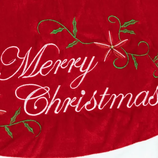 48 Inch And Smaller*Northlight 48" Traditional Red Merry Christmas Velveteen Tree Skirt