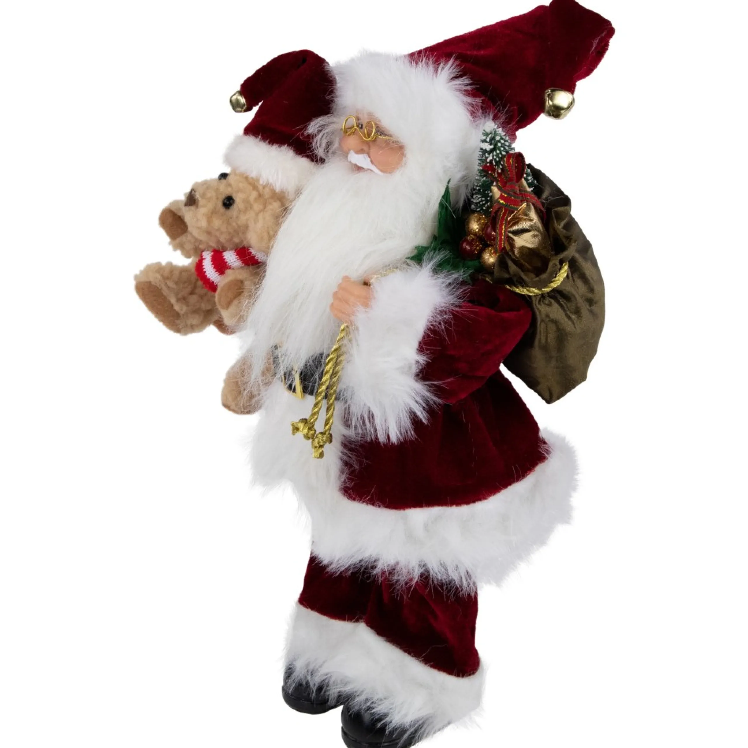 Santa Figures*Northlight 12" Traditional Santa Claus Christmas Figure With Teddy Bear And Gift Bag