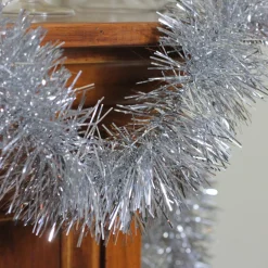 Unlit Garland*Northlight 50' Traditional Shiny Silver 6 Ply Christmas Foil Tinsel Garland - Unlit
