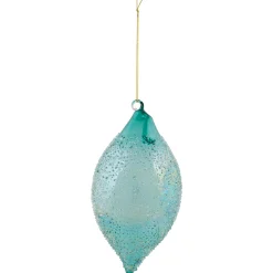Northlight Finials>7" Transparent Blue Textured Glass Finial Christmas Ornament