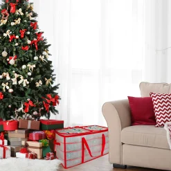 Northlight Ornament Storage>26.25" Transparent Zip Up Christmas Storage Box- Holds 128 Ornaments