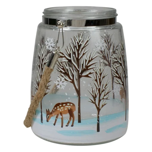 Candles & Holders*Northlight 6.25" Trees And Fawns Flameless Glass Candle Lantern