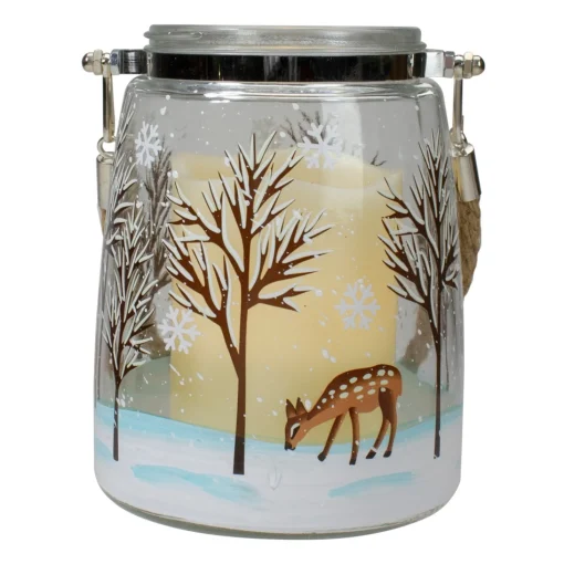 Candles & Holders*Northlight 6.25" Trees And Fawns Flameless Glass Candle Lantern