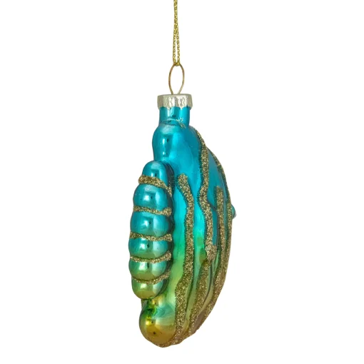 Northlight Animals>3" Turquoise And Gold Glass Fish Christmas Ornament