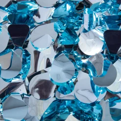 Showdown Displays 15' Turquoise Blue Contemporary Metallic Floral Sheeting Party Streamers