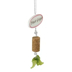 Kurt Adler Food & Beverage>5.5" Tuscan Winery Pinot Grigio Sign With Cork And Grapes Christmas Ornament