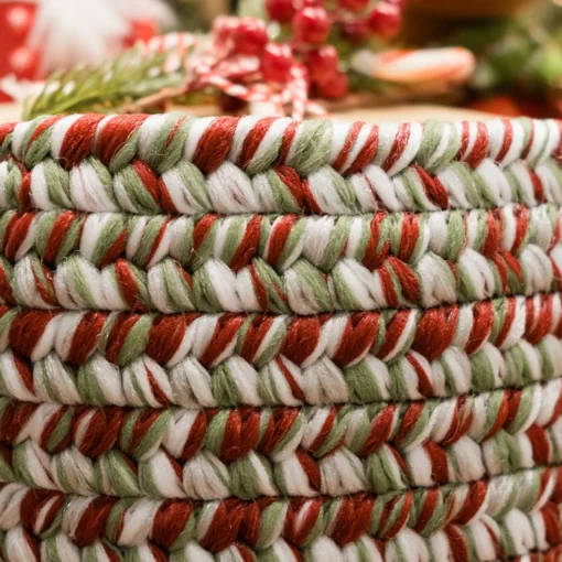 Decoration Storage*Colonial Mills 12" Tweed Braided Round Holiday Basket With Handles