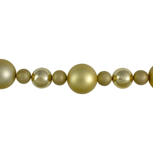 Specialty Garland*Northlight 6' Vegas Gold 3-Finish Shatterproof Ball Christmas Garland