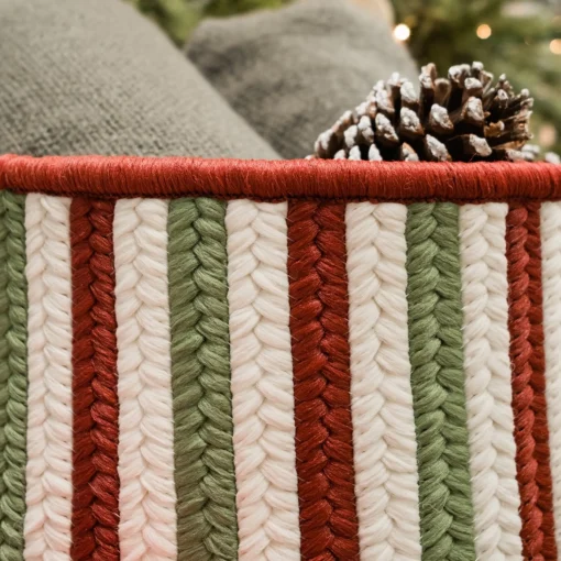 Decoration Storage*Colonial Mills 12" Vertical Striped Braided Round Christmas Storage Basket