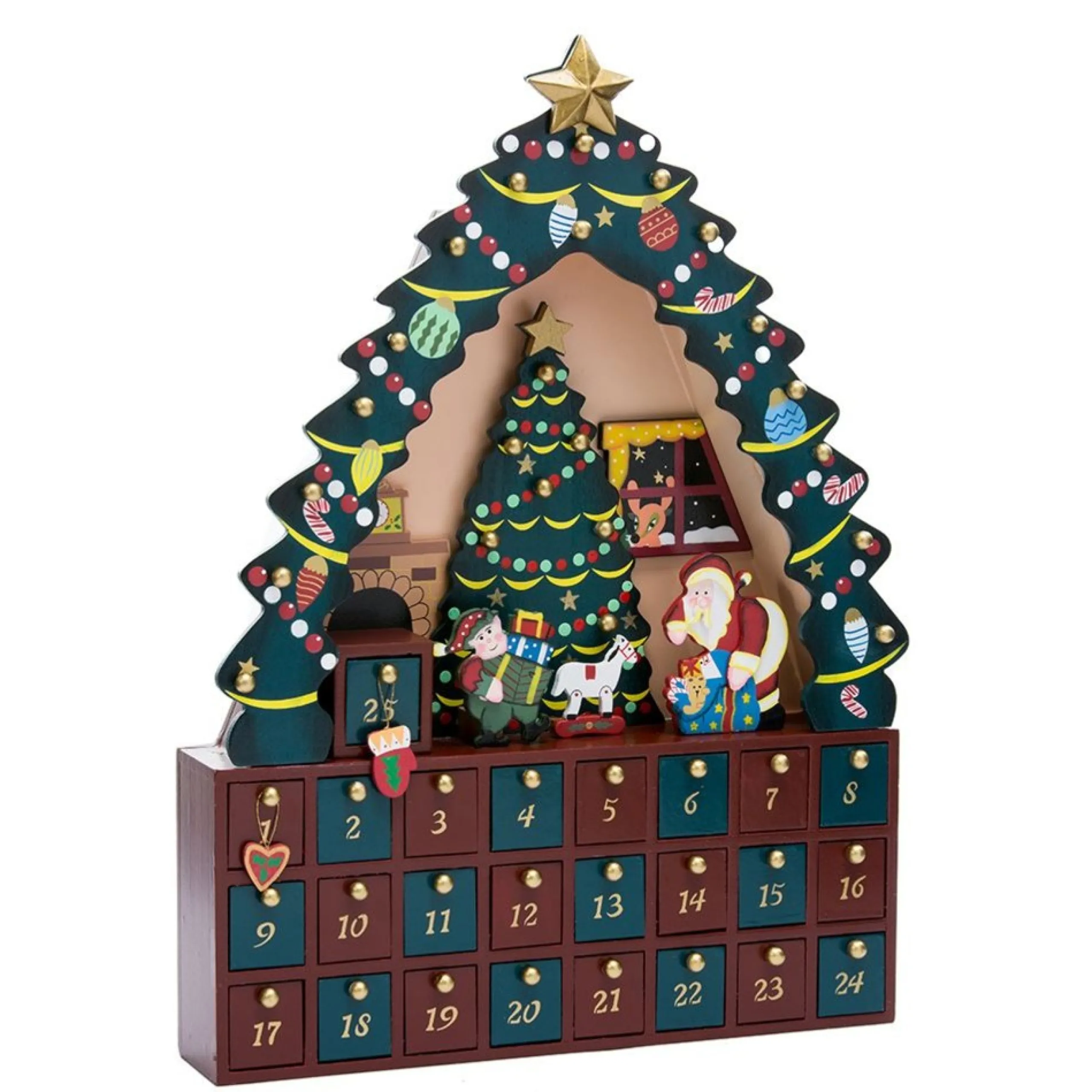 Advent Calendars*CC Christmas Decor 16" Vibrantly Colored Christmas Tree Advent Calendar