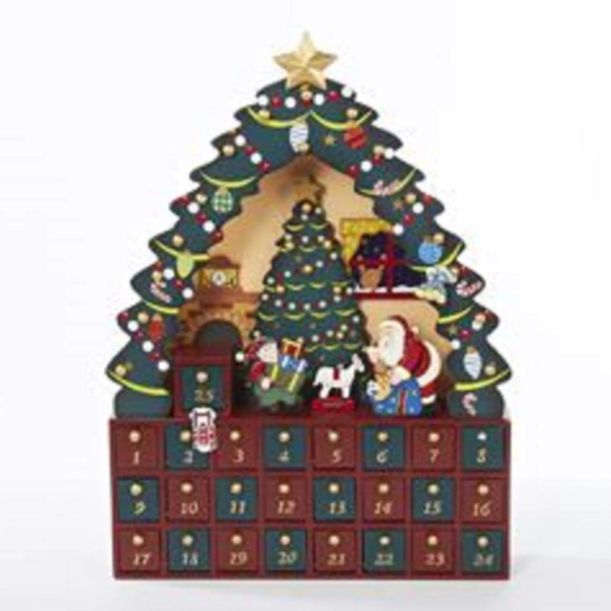 Advent Calendars*CC Christmas Decor 16" Vibrantly Colored Christmas Tree Advent Calendar