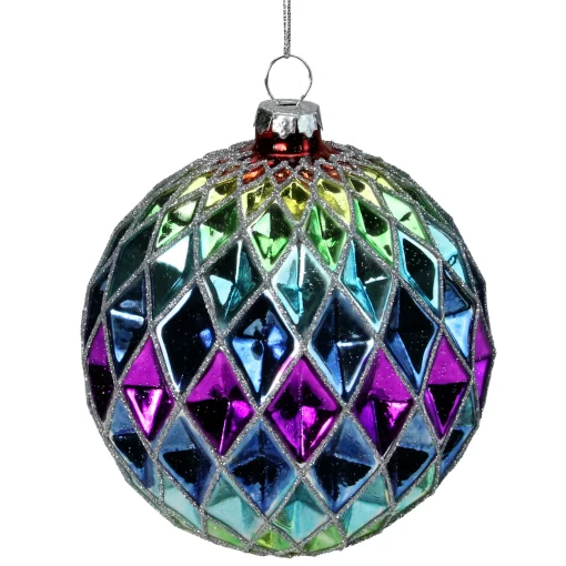 Northlight Glass Balls>3.75" Vibrantly Colored 2-Finish Harlequin Glass Christmas Ball Ornament
