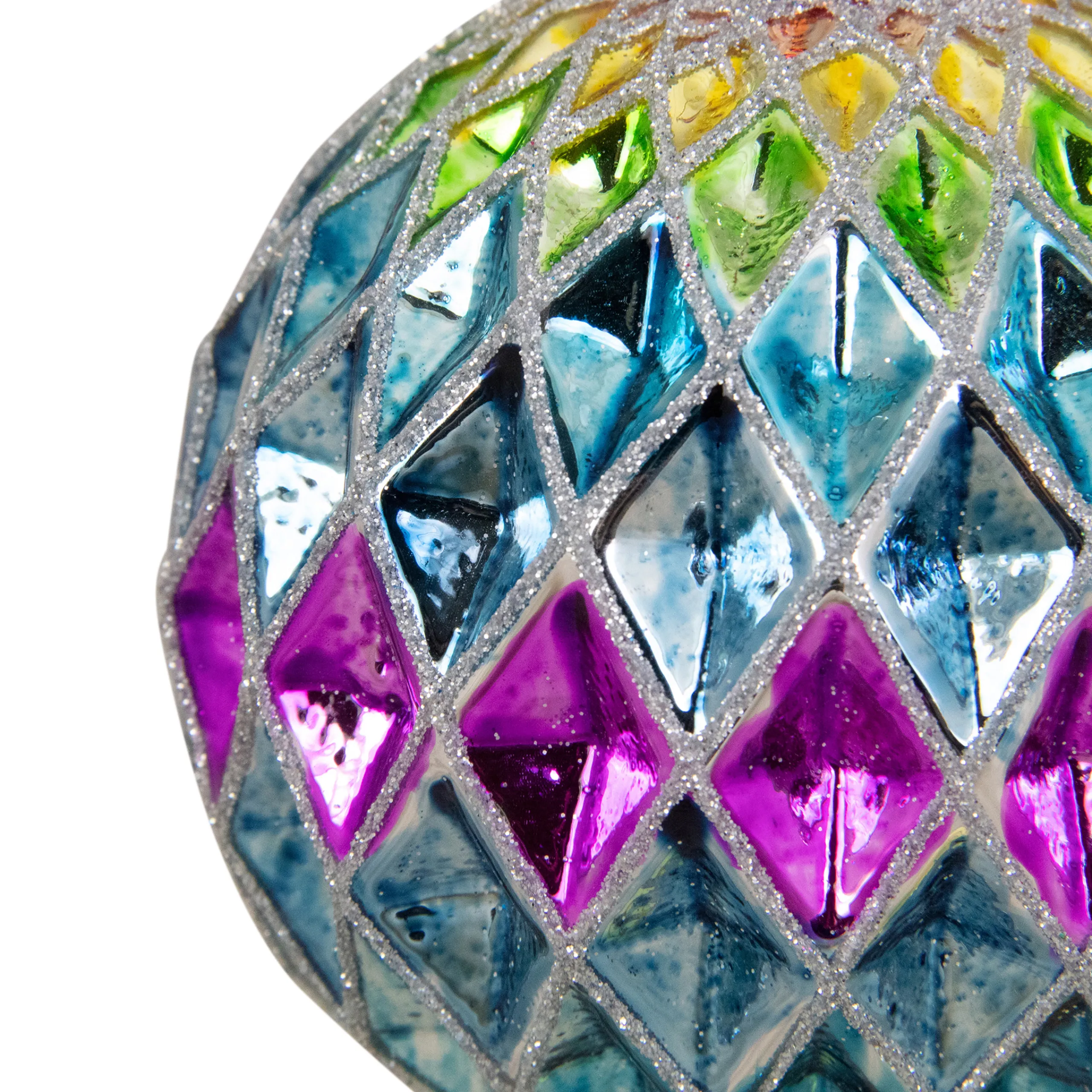 Northlight Glass Balls>3.75" Vibrantly Colored 2-Finish Harlequin Glass Christmas Ball Ornament
