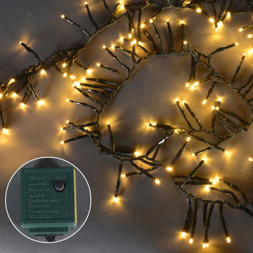 Northlight 200 Warm White Multi-Function Led Cluster Christmas Lights - 5.75 Ft Green Wire