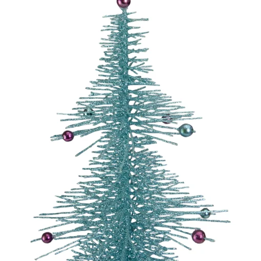 Allstate 2.5 Feet Tall And Smaller>16" Whimsical Turquoise Glittered Spike Table Tree - Unlit