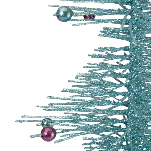 Allstate 2.5 Feet Tall And Smaller>16" Whimsical Turquoise Glittered Spike Table Tree - Unlit