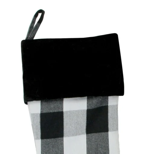Stockings*Northlight 20" White And Black Buffalo Plaid Christmas Stocking With Cuff