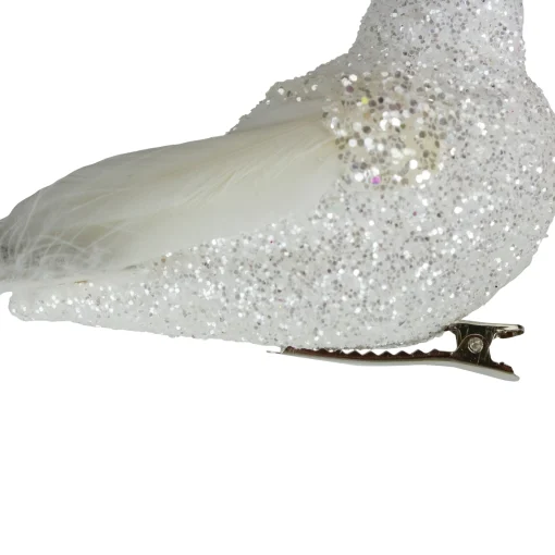 Northlight Animals>8" White And Black Glittered Bird With Feather Tail Christmas Ornament With Clip