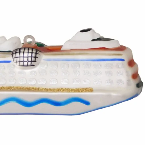 Christmas by Krebs Transportation>6" White And Blue Cruise Ship Christmas Ornament