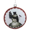 Roman Snowmen>5" White And Burgundy Snowman With Cardinals Glittered Christmas Tree Ornament