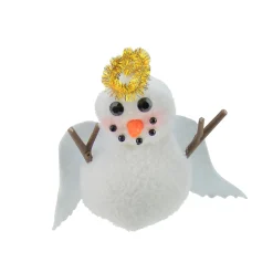 Roman Snowmen>5" White And Gold Angel Snowman With Halo Christmas Ornament