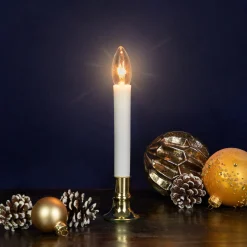 Northlight 9" White And Gold C7 Light Christmas Candle Lamp With Timer