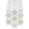 Contemporary Home Living 54" White And Gold Colored Embellished Snowflakes Table Runner
