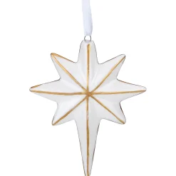 Northlight Stars>4" White And Gold Star Hanging Christmas Ornament
