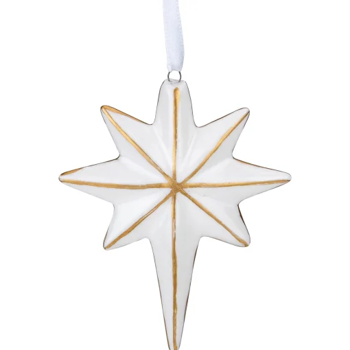 Northlight Stars>4" White And Gold Star Hanging Christmas Ornament