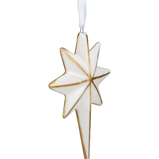 Northlight Stars>4" White And Gold Star Hanging Christmas Ornament