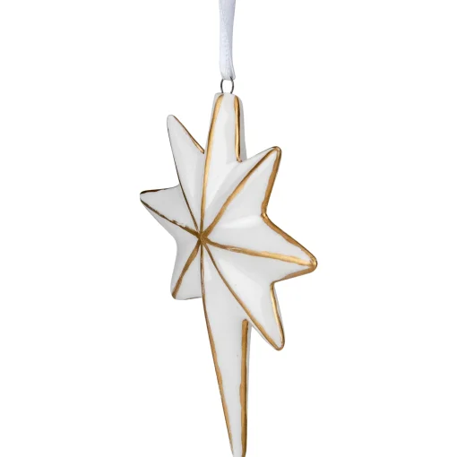 Northlight Stars>4" White And Gold Star Hanging Christmas Ornament