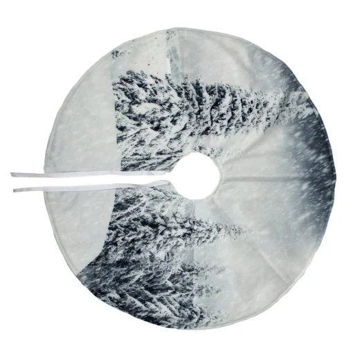 48 Inch And Smaller*Northlight 23" White And Gray Snowy Woodland Scene Mini Christmas Tree Skirt