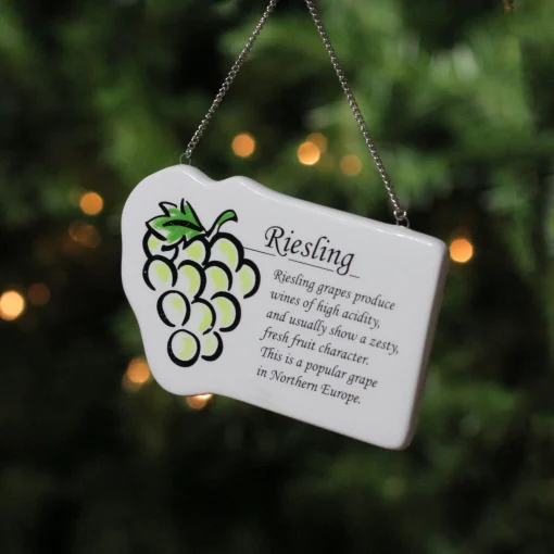 Midwest Food & Beverage>4" White And Green Riesling Wine Grape Plaque Ceramic Christmas Ornament