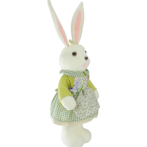 Northlight 20" White And Green Standing Girl Rabbit Easter Figure