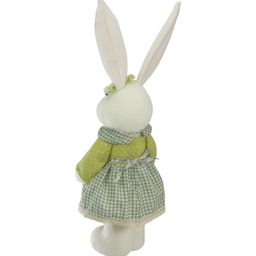 Northlight 20" White And Green Standing Girl Rabbit Easter Figure