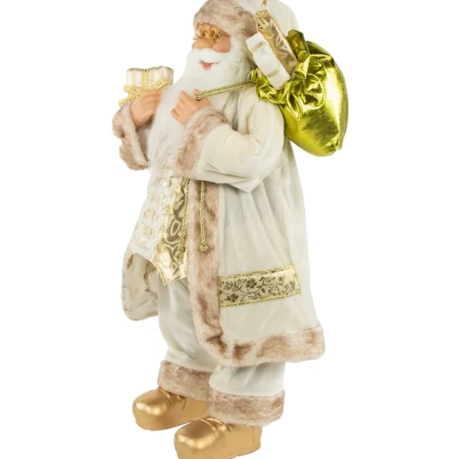 Santa Figures*Northlight 24" White And Ivory Santa Claus With Gift Bag Christmas Figure
