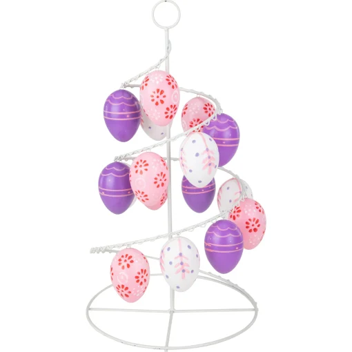 Northlight 14.25" White And Purple Floral Cut Out Easter Egg Tree