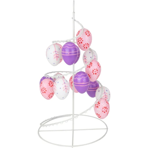 Northlight 14.25" White And Purple Floral Cut Out Easter Egg Tree