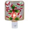 Northlight 6" White And Red Candy Canes Glass Christmas Night Light