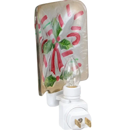 Northlight 6" White And Red Candy Canes Glass Christmas Night Light