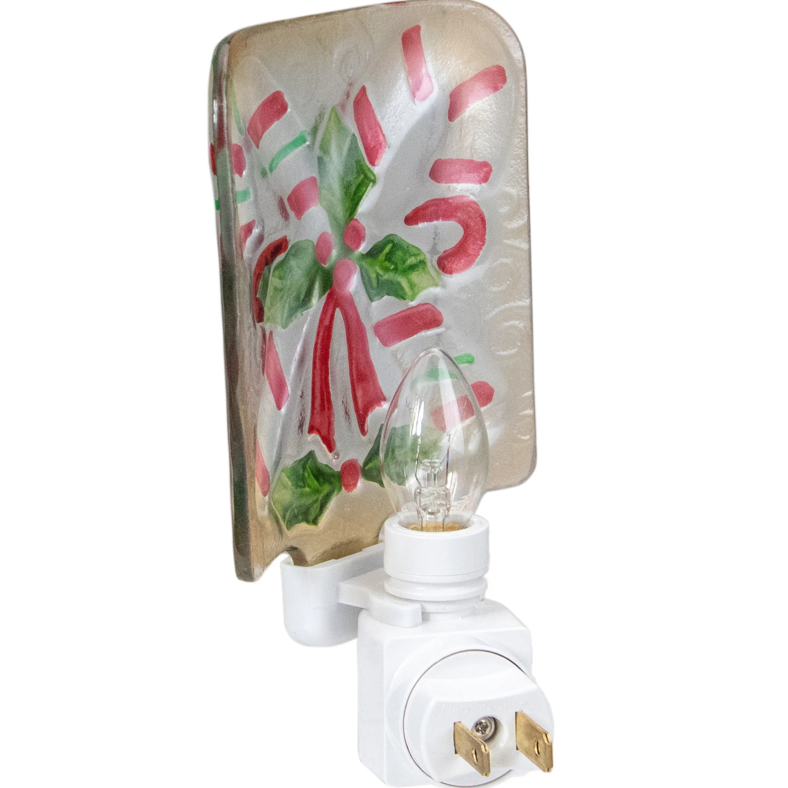 Northlight 6" White And Red Candy Canes Glass Christmas Night Light