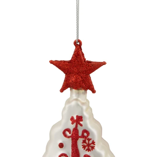 Northlight Trees & Wreaths>6" White And Red Christmas Tree Glass Ornament