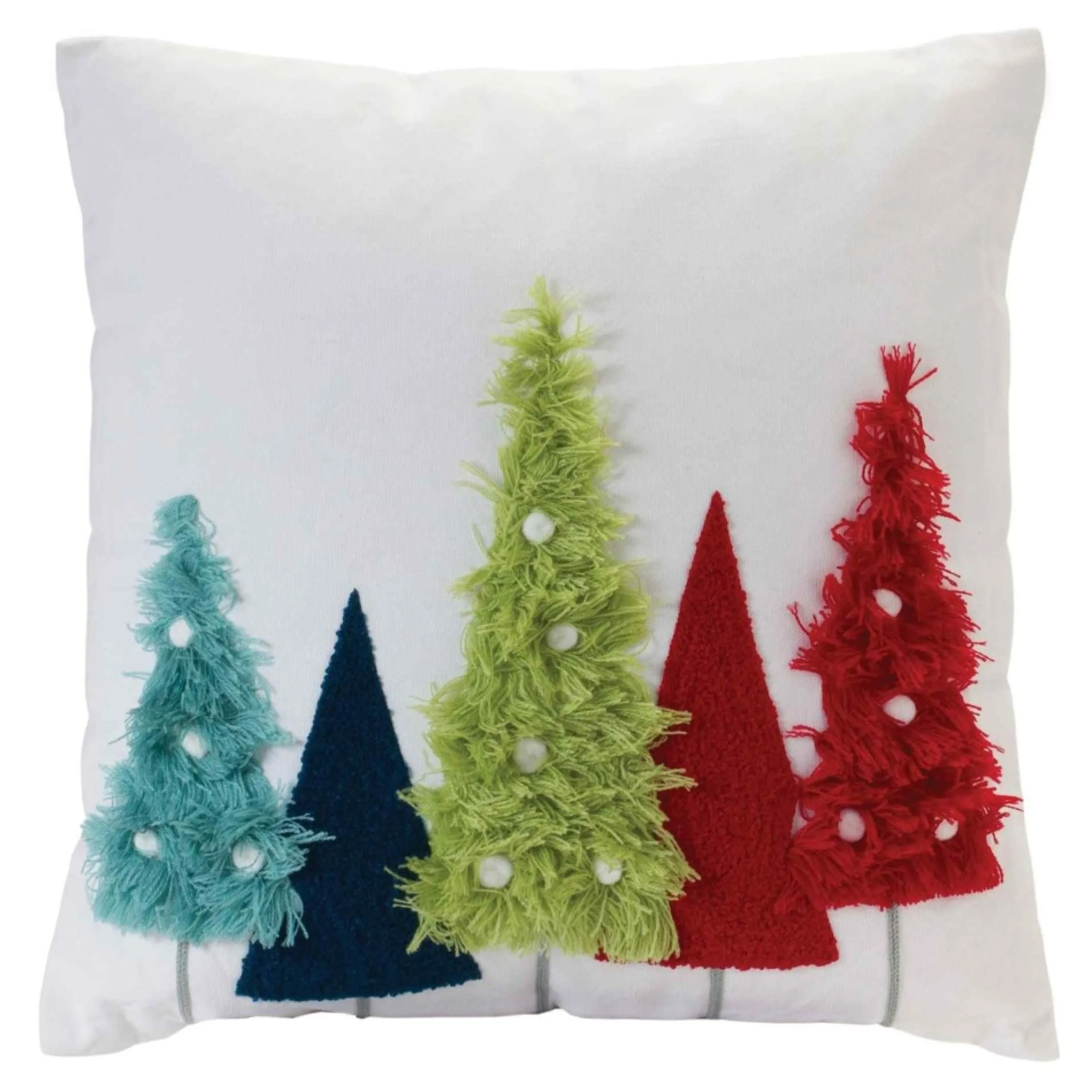 Pillows & Throws*Melrose 15.5" White And Red Embroidered Pine Tree Square Christmas Throw Pillow