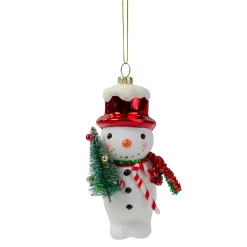 Northlight Snowmen>5.5" White And Red Glass Snowman Christmas Ornament