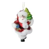Northlight Santa Claus>6" White And Red Glitter Accented Santa Claus Glass Christmas Ornament