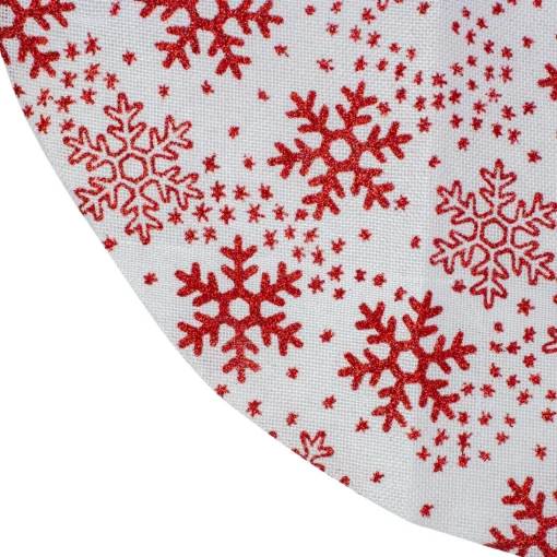 Mini Tree Skirts*Northlight 20" White And Red Glitter Snowflake Mini Burlap Christmas Tree Skirt