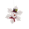 Melrose Snowflakes>7.5" White And Red Glittered Snowflake Snowman Christmas Ornament