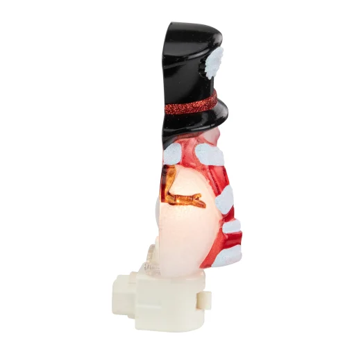 Northlight 6.5" White And Red Snowman In Black Top Hat Christmas Night Light
